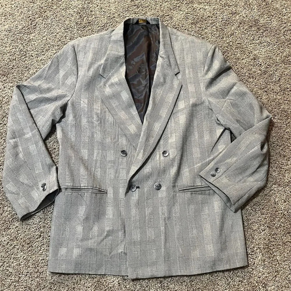 City Street Double Breast Wool Blend Luxury Blazer Jacket Men Size L 42 European - Picture 1 of 13